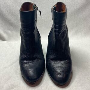 Lanvin black leather wedged ankle booties no size fits like a 7